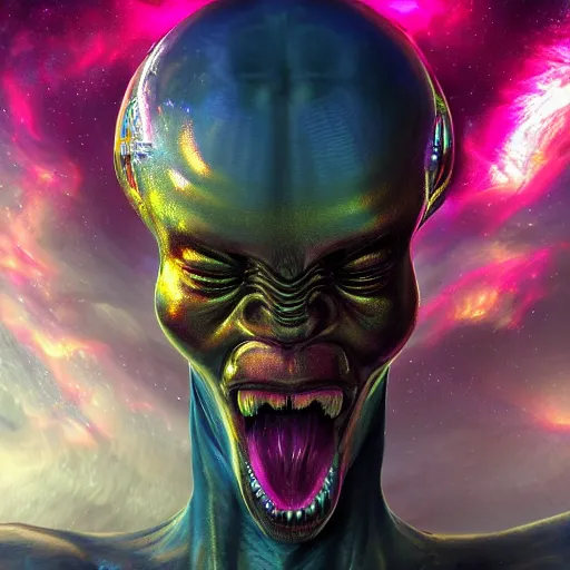 Prompt: photorealistic alien god. hyperdetailed photorealism, 1 0 8 megapixels, amazing depth, glowing rich colors, powerful imagery, psychedelic overtones, 3 d finalrender, 3 d shading, cinematic lighting, artstation concept art