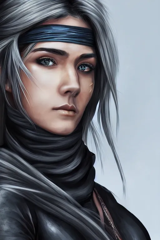 Image similar to heroine, beautiful, female Ninja,ultra detailed, digital art, 8k ,character ,realistic, portrait, hyperrealistic