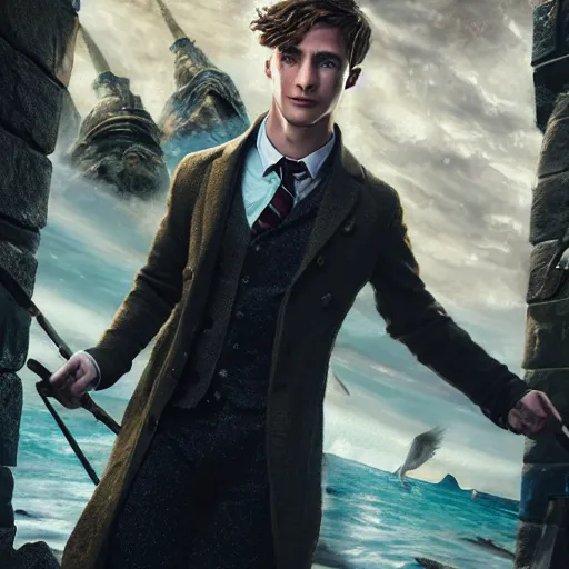 Image similar to hyperrealistic mixed media high resolution, scamander from harry potter with his creatures , stunning 3d render inspired art by István Sándorfi and Greg Rutkowski and Unreal Engine, perfect symmetry, dim volumetric lighting, 8k octane beautifully detailed render, post-processing, extremely hyper-detailed, intricate, epic composition, highly detailed attributes, highly detailed atmosphere, full body shot, cinematic lighting, masterpiece, no trending on artstation, very very detailed, masterpiece, stunning, flawless structure, lifelike texture, perfection,