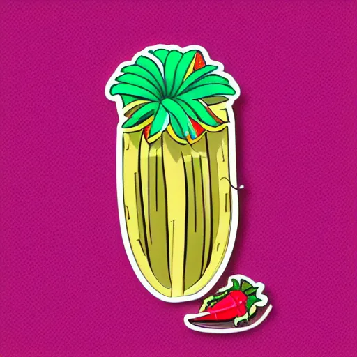 Image similar to crazy svg sticker art of a tamal and a tropical flower, View, svg illustration, Sticker Art