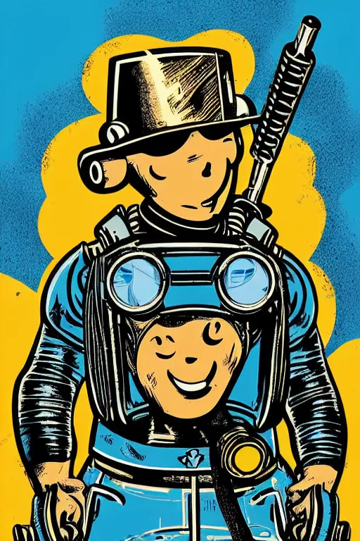 Image similar to fallout 7 6 retro futurist illustration art by butcher billy, sticker, colorful, illustration, highly detailed, simple, smooth and clean vector curves, no jagged lines, vector art, smooth andy warhol style