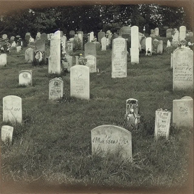 Image similar to beautiful graveyard, vintage polaroid