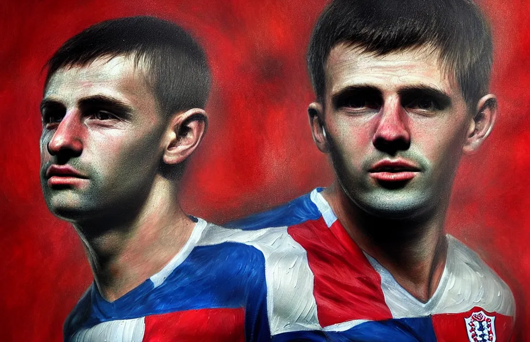 Image similar to english football fan!!!!!!!!!!!!!!!!!!!!!!!!!!!, detailed face, detailed painting, flat lighting by alberto mielgo