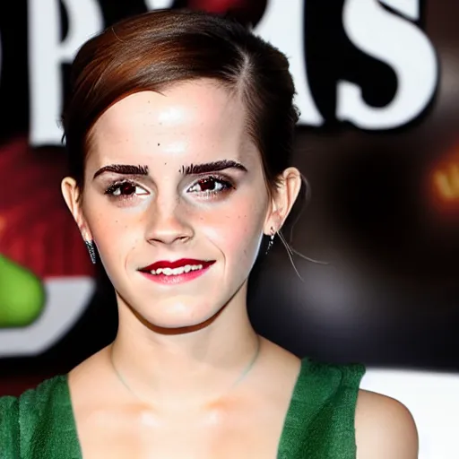 Prompt: emma watson with skin made of avocado