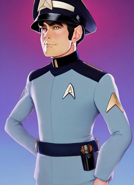 Image similar to cute star trek officer napoleon bonaparte, natural lighting, path traced, highly detailed, high quality, digital painting, by don bluth and ross tran and studio ghibli and alphonse mucha, artgerm