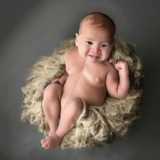 Image similar to dwayne johnson as baby, baby photography