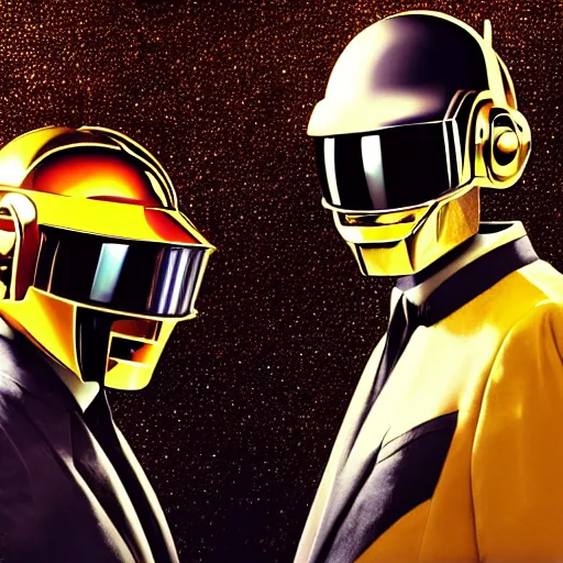 Image similar to daft punk as astronauts, photorealistic, 4 k, high detail