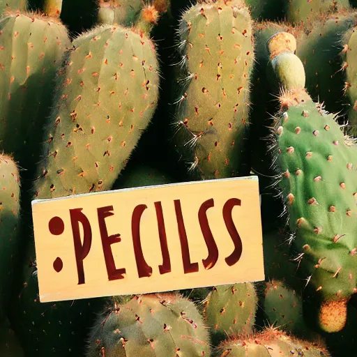 Image similar to prickles pears with a sign with cactus written on it