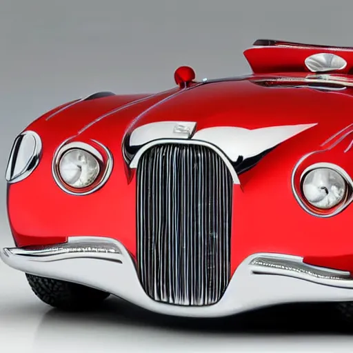 Prompt: 1957 car designed by Cartier. Studio lighting.