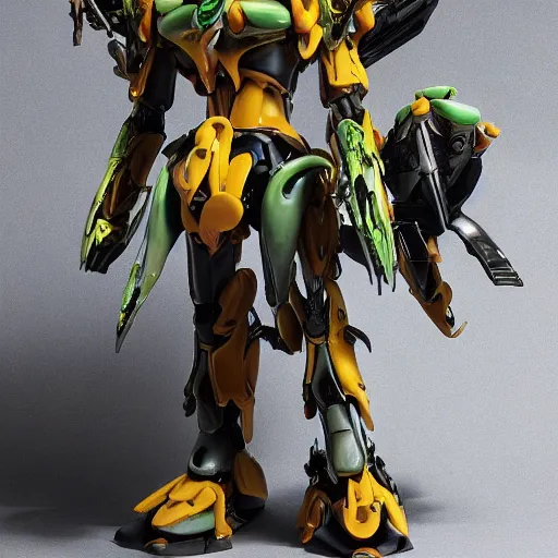 Image similar to futuristic trichosanthes mecha snake gourd body, sepals forming helmet, floral details, trichosanthes, 8 k hd resolution, barbatos gundam with floral inlay, bandai box art, star wars, makoto kobayashi, frank gehry, raymond swanland