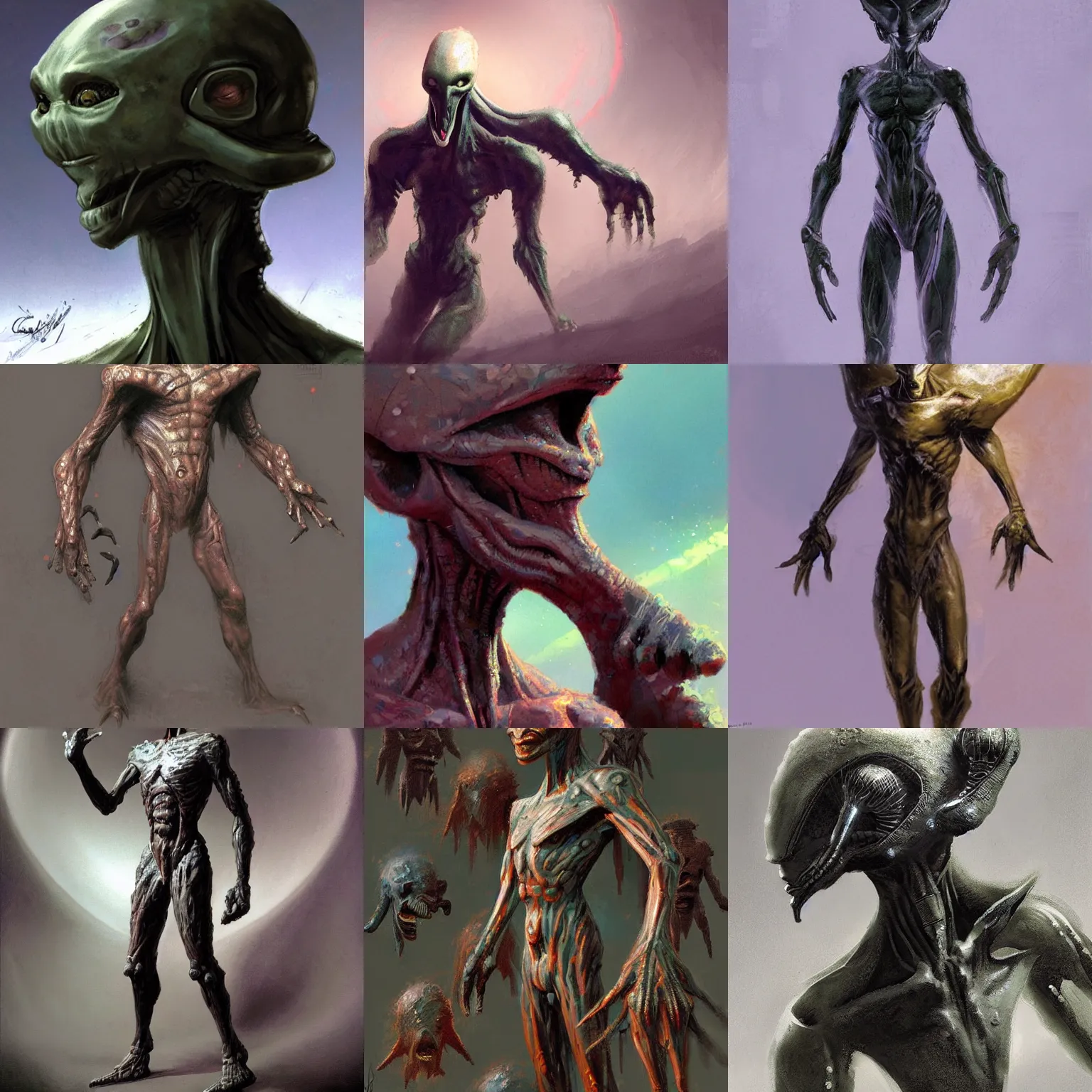Prompt: a unique humanoid alien design by craig mullins