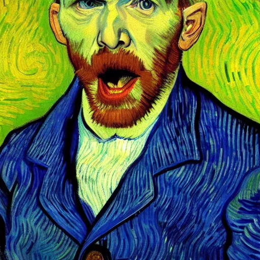 Image similar to portrait of benjamin netanyahu screaming, by vincent van gogh, high quality, highly detailed, photorealistic lighting