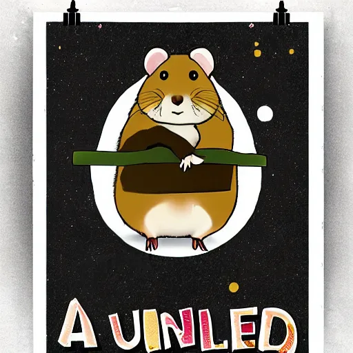 Image similar to a poster of a hamster in the style of Suehiro Maruo