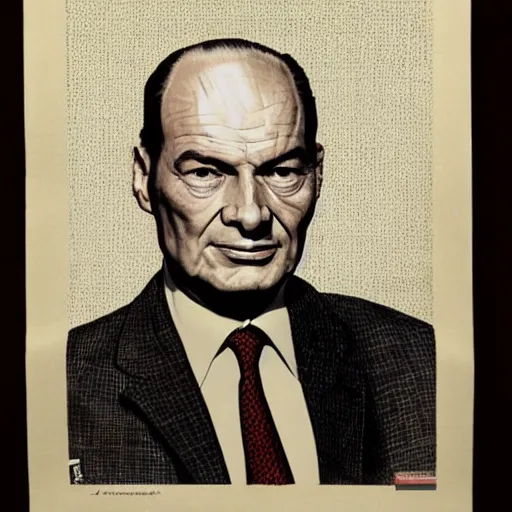 Prompt: portrait of Jacques Chirac, the prophet of the Common People, in the style of Soviet propaganda, high details, symmetrical face