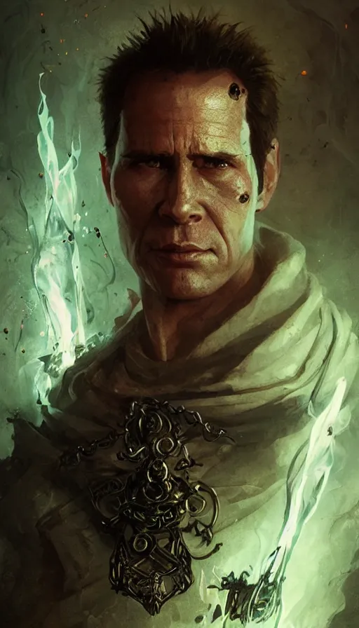 Image similar to johnny cage, sorcerer, lord of the rings, tattoo, decorated ornaments by carl spitzweg, ismail inceoglu, vdragan bibin, hans thoma, greg rutkowski, alexandros pyromallis, perfect face, fine details, realistic shaded