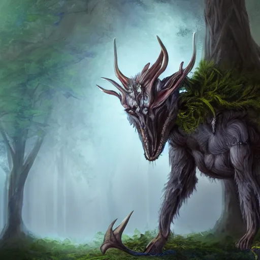 Image similar to a highly detailed portrait of a humanoid creature standing in a fantasy forest concept art