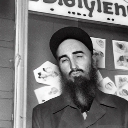 Image similar to Fidel Castro working at Dairy Queen, photograph