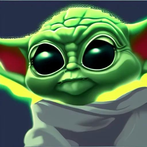 Image similar to baby yoda in style of arcane lol