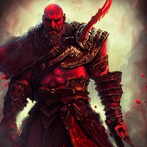 Prompt: ((((Mars the God of war)))), red theme, bloody battlefield, weapons and armors, Dota 2 hero, hearthstone art style, epic fantasy style art, fantasy epic digital art, epic fantasy card game art