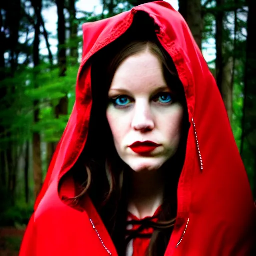 Image similar to photo of a real-life beautiful red riding hood rogue