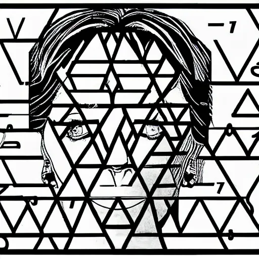 Prompt: hillary clinton's face made out of pure geometrical curves and mathematical graphs