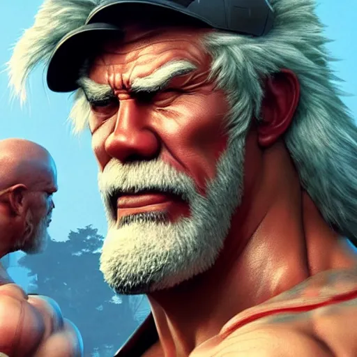 Image similar to ron pearlman as e. honda street fighter, ultra realistic, concept art, intricate details, highly detailed, photorealistic, octane render, 8 k, unreal engine, art by frank frazetta, simon bisley, brom