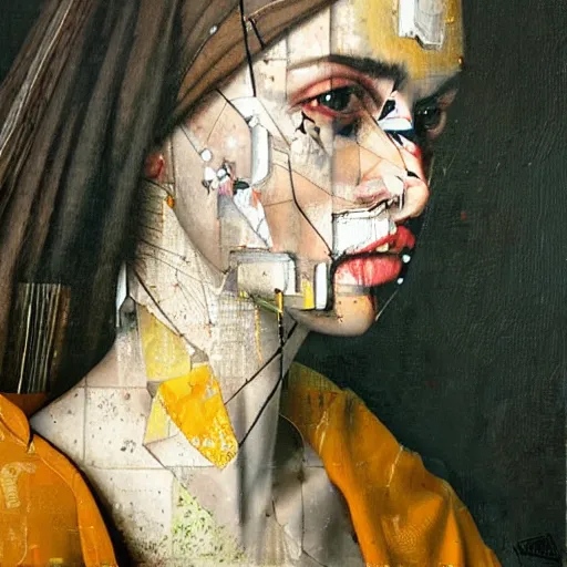 Image similar to portrait of a woman by Sandra Chevrier and Vermeer