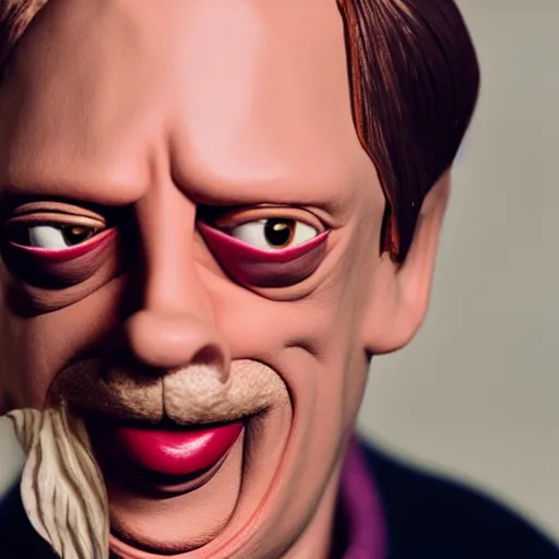 Image similar to steve buscemi as a muppet. highly detailed felt. hyper real photo. 4 k.