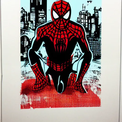 individual spiderman silk screen butcher billy style | Stable Diffusion ...