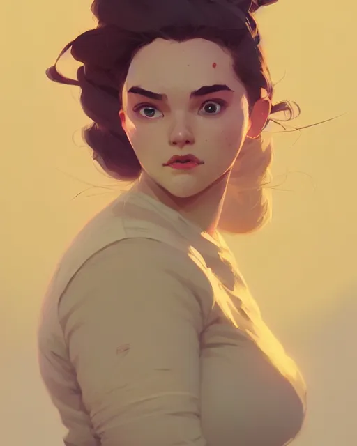 Image similar to hyper - realistic portrait of beautiful female readhead curvy hair adventurer by atey ghailan, by greg rutkowski, by greg tocchini, by james gilleard, by joe fenton, by kaethe butcher, dynamic lighting, gradient light yellow, brown, blonde cream and white color scheme, grunge aesthetic