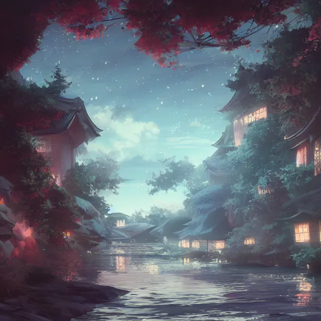 Image similar to detailed 風 景 + luminescent 背 景 + scenery artwork 厚 塗 り, artstation!! pixiv!!