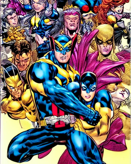 Image similar to x-men cover by jim lee, marvel comics