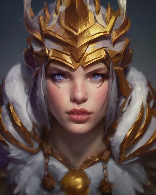 Image similar to league of legends portrait, au naturel, hyper detailed, digital art, trending in artstation, cinematic lighting, studio quality, smooth render, unreal engine 5 rendered, octane rendered, art style by klimt and nixeu and ian sprigger and wlop and krenz cushart.