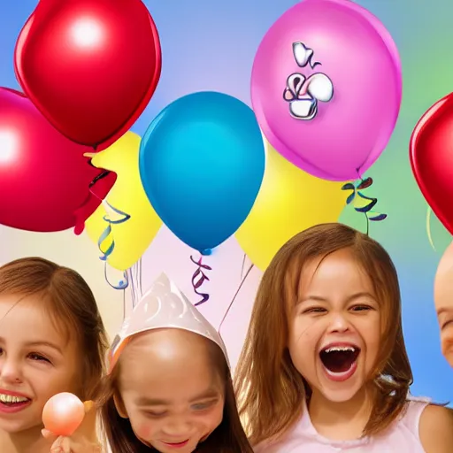 Image similar to birthday balloons with a realistic smiling face