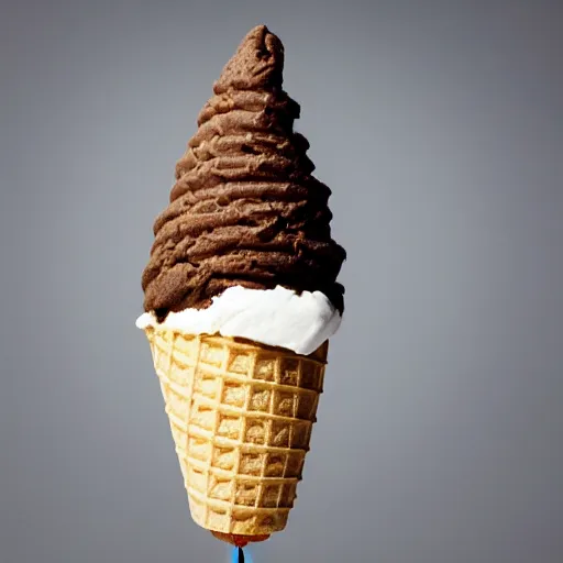 Image similar to a photo of an ice cream cone with hair and teeth