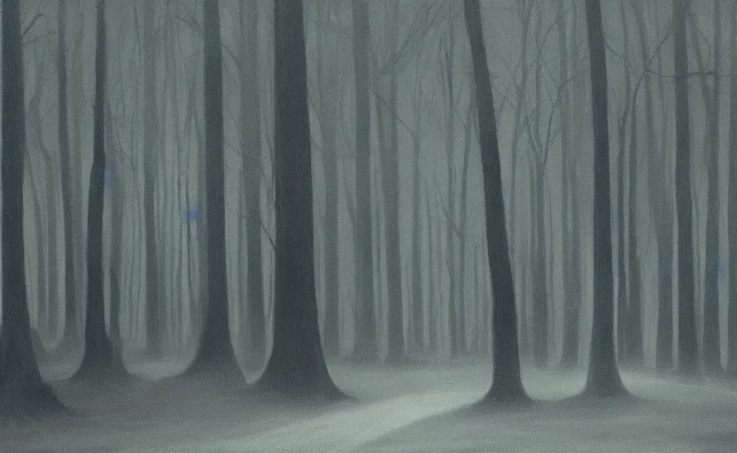 Image similar to dark fantasy forest, night, made by Edward Hopper