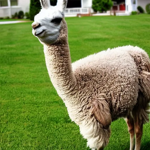 Image similar to llama mowing the lawn