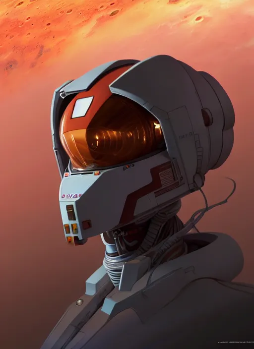 Image similar to 3 / 4 view of a portrait of nasa mars ship, evangelion, scifi, hyper detailed, digital art, trending in artstation, cinematic lighting, studio quality, frostbite 3 engine rendered, art style by klimt and nixeu and ian sprigger and wlop and krenz cushart