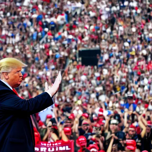 Image similar to still of donald trump saluting hitler at a rally, hyper realistic photo