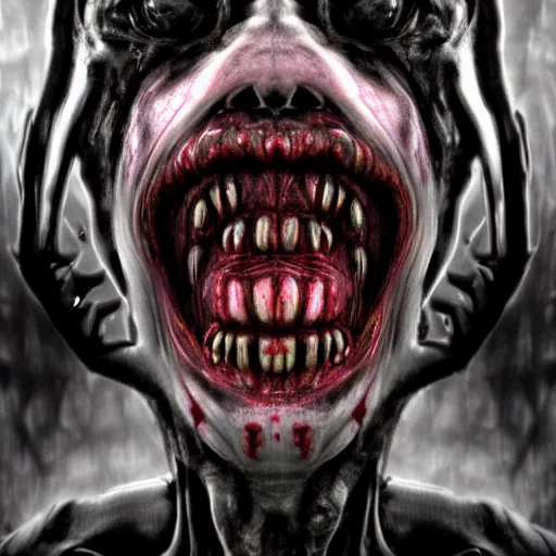 Image similar to creepy human face, screaming, unhuman, xenomorph, distorted, out of space, zombie, monster, human, sick, big dark veins, veins under skin, cinematic, epic, horror, texture, photorealistic