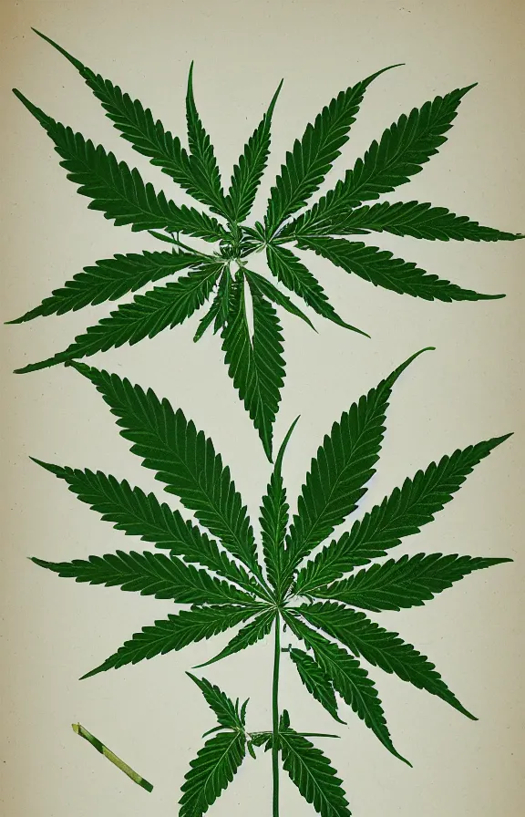 Prompt: botanical illustration of cannabis plant