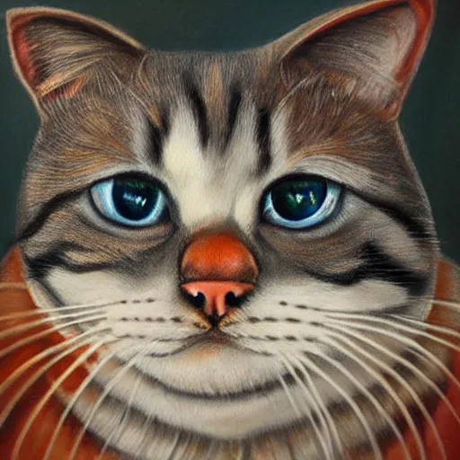 Prompt: winking cat, realistic, painting, 4 k