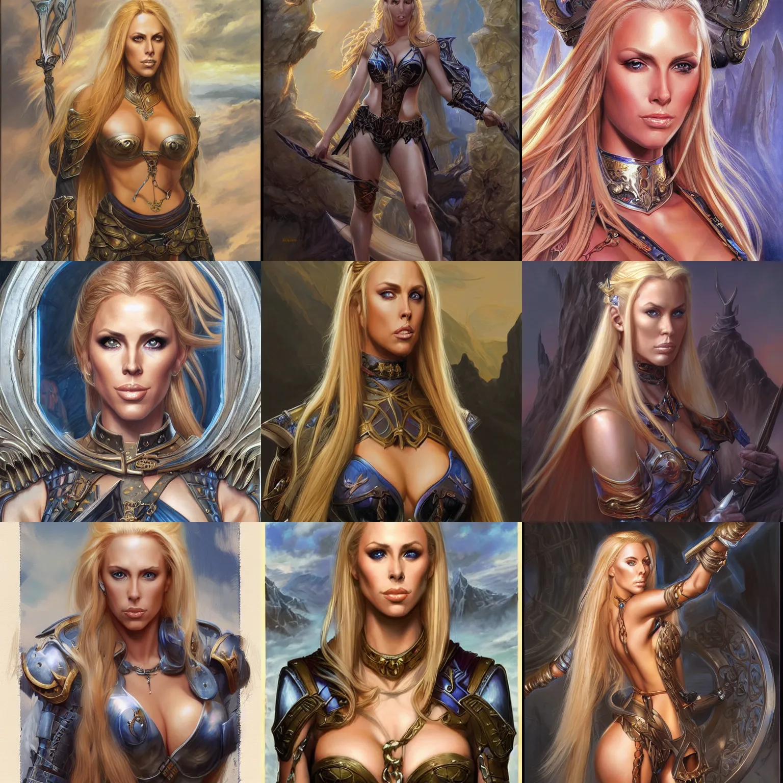 Prompt: Nicole Aniston with blonde hair as a fantasy D&D character, art by Donato Giancola and Bayard Wu, digital art, trending on artstation, 4k