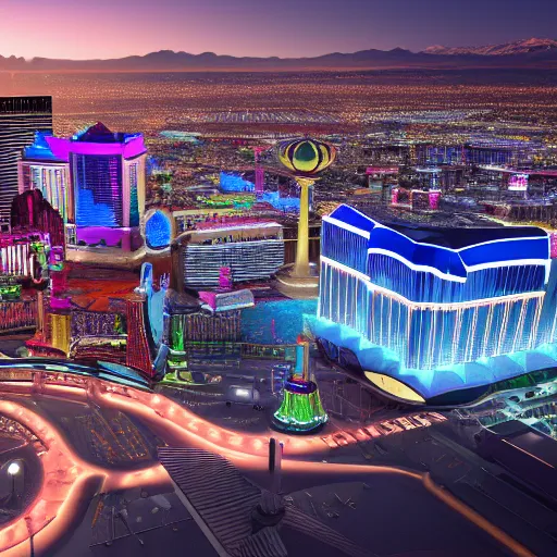 Prompt: las vegas of the future in the year 3 0 0 0, octane render 4 k ultrarealistic