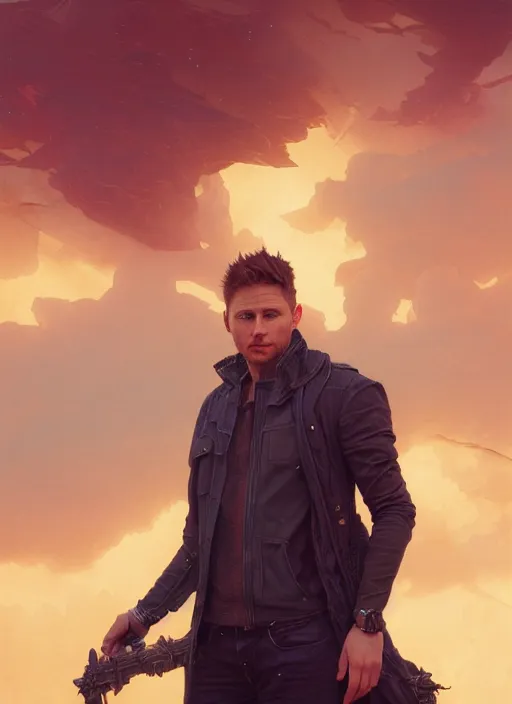 Image similar to Highly detailed portrait of Jensen Ackles mixed with Tom Hiddleston, Stephen Bliss, unreal engine, fantasy art by Greg Rutkowski, Loish, Rhads, ferdinand knab, Makoto Shinkai and Lois van baarle, ilya kuvshinov, rossdraws, Tom Bagshaw, alphonse mucha, global illumination, radiant light, detailed and intricate environment