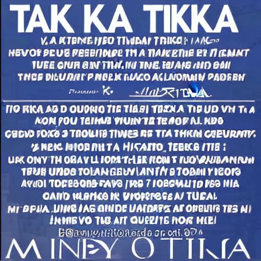 Image similar to taka tika tika ta take taka tika to,