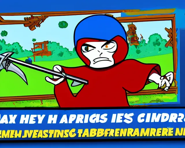 Image similar to screenshot of a crips gang member in the two dimensional cartoon web browser game swords and sandals ( 2 0 0 5 ), adobe flash player, high quality