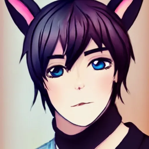 Prompt: A pretty catboy in his twenties with cat ears