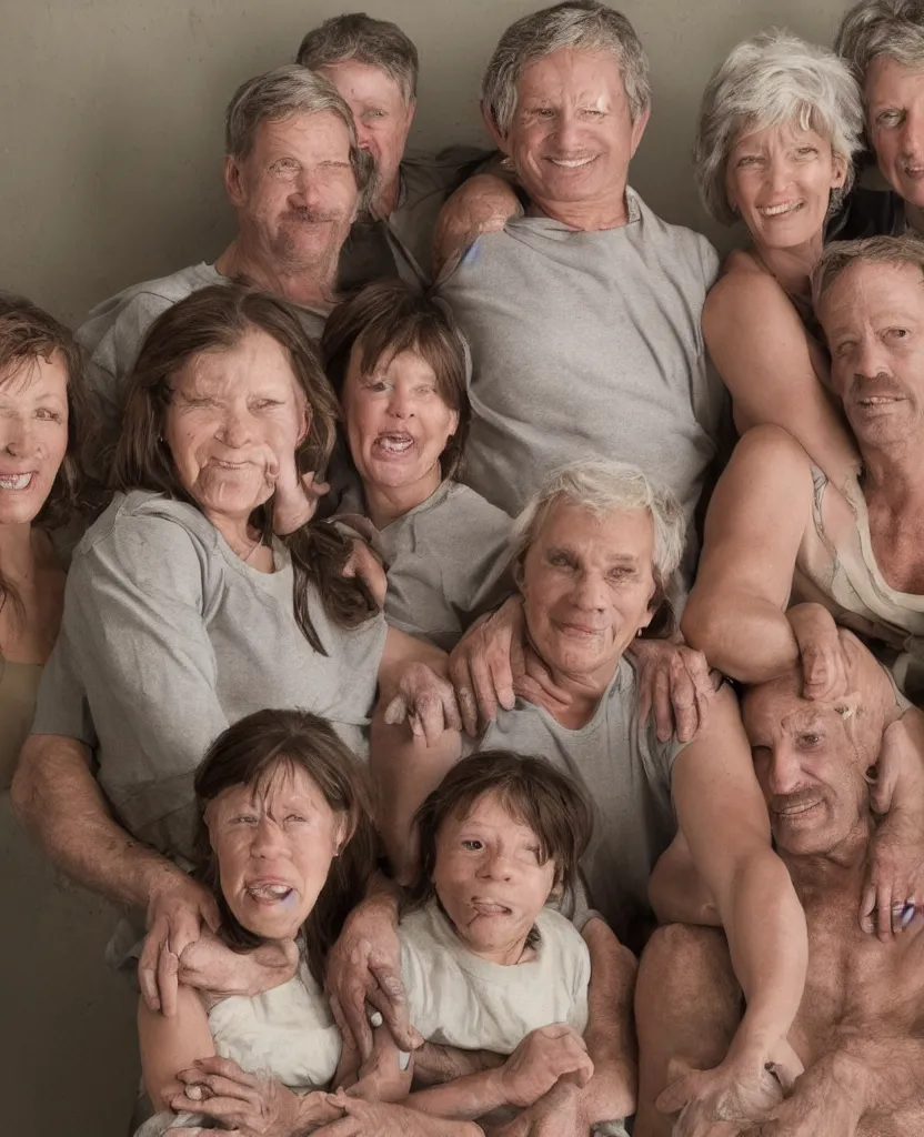 Image similar to photo of an ugly family, realistic, 8 k