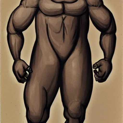 Image similar to full body portrait of a muscular anthropomorphic!!! elephant wearing pants